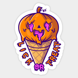 Ice Cream Pumpkin Halloween - Funny Sticker